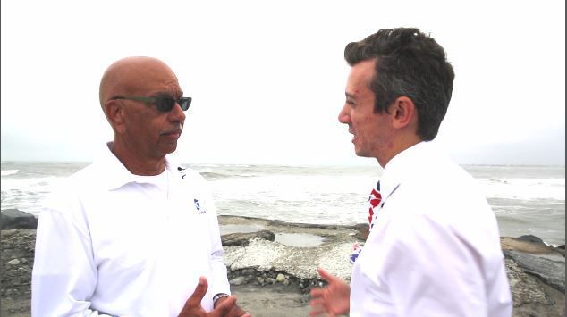 Meteorologist Joe Martucci and Mayor Nicholas Russo
